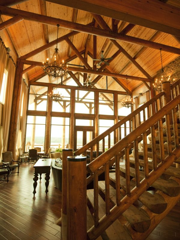 Interior of Large Wooden Lodge