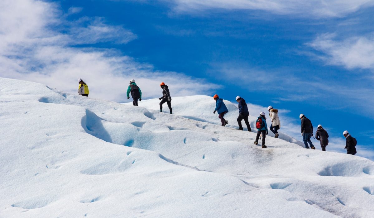 People walking on a glacier, adventure, group, perito moreno, argentina, patagonia